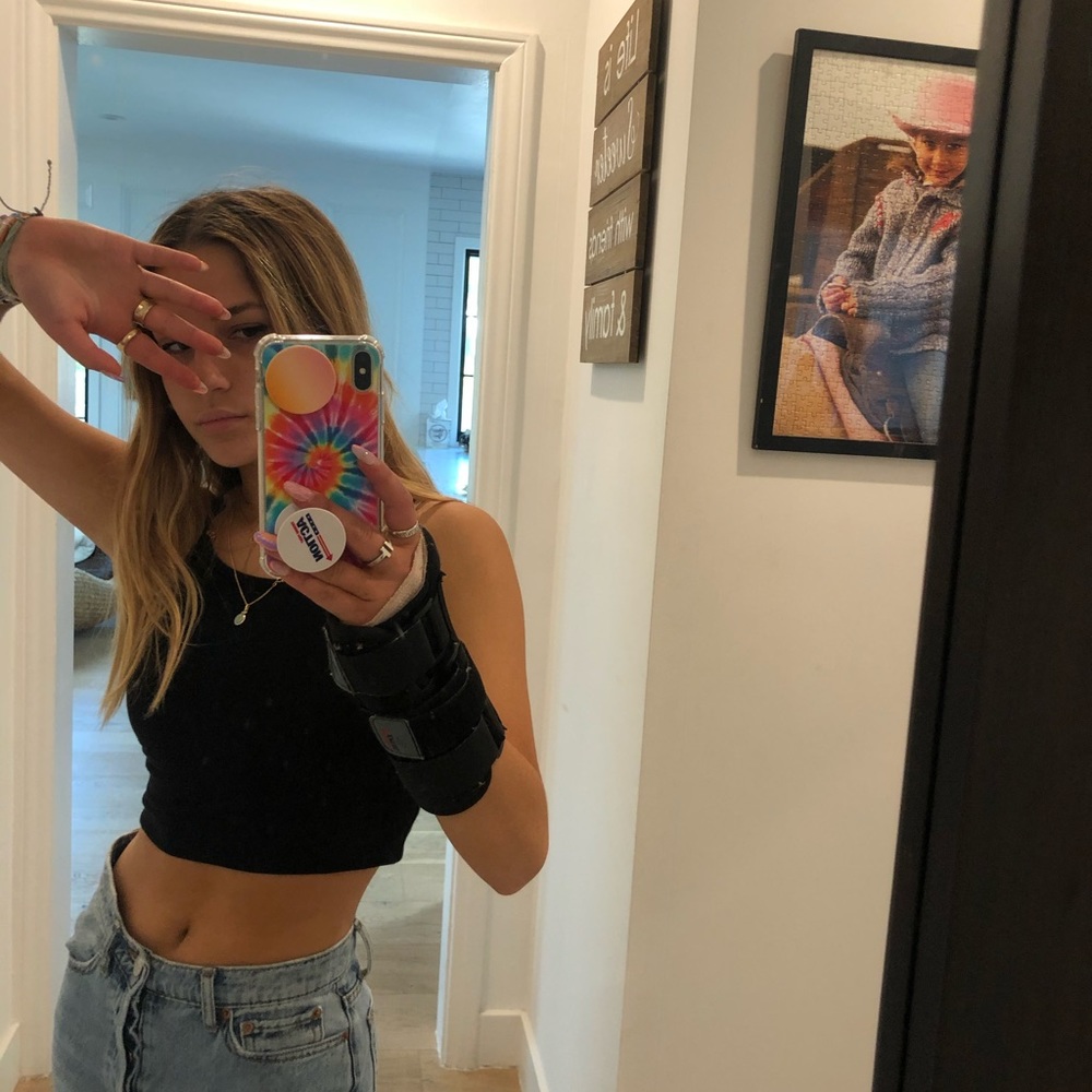 black tight fit crop top cami + adjustable straps